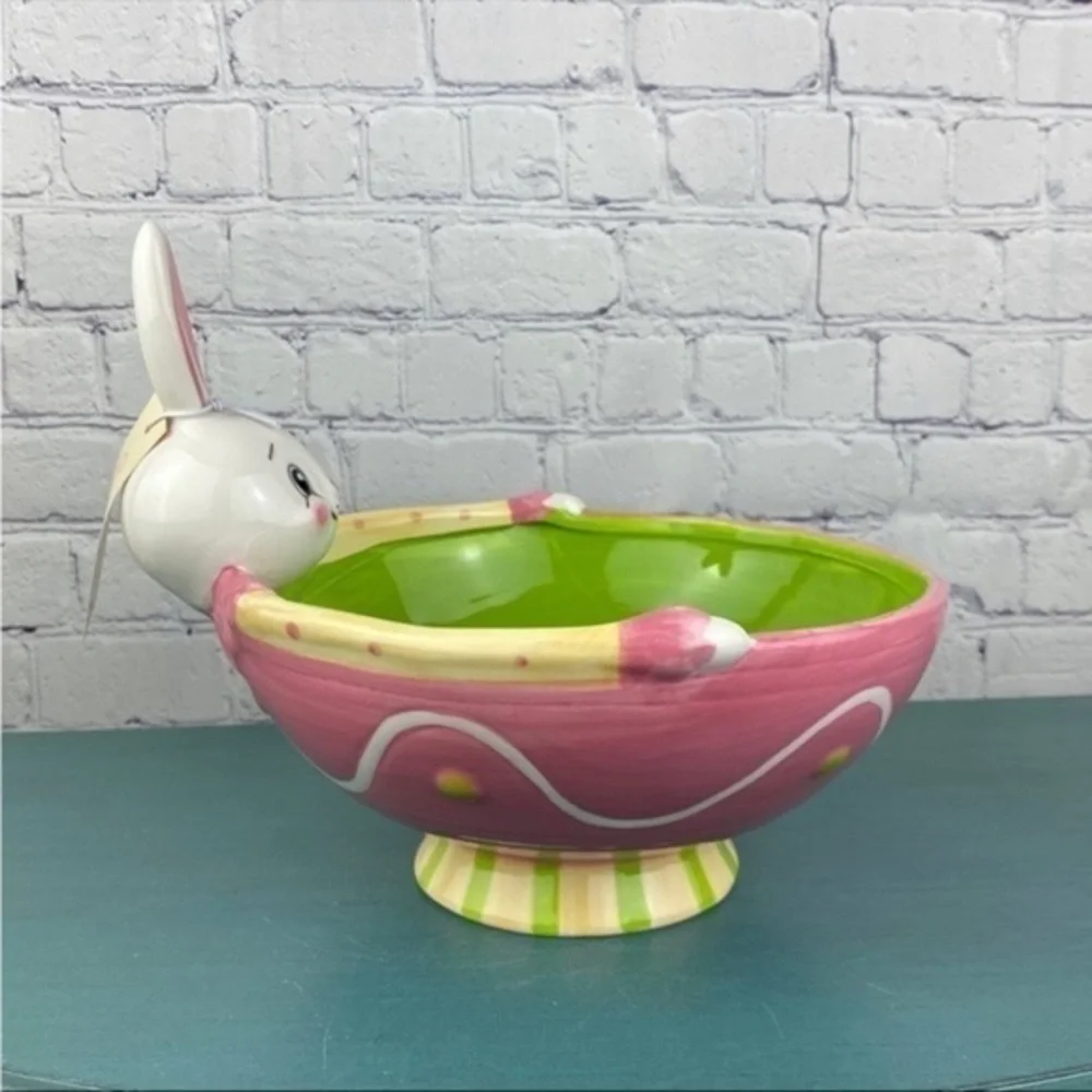 NWT johanna parker bunny‎ bowl easter